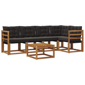 vidaXL Комплект дивани за открито 6 pcs Естествено и черно