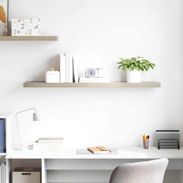 vidaXL Окачен стенен рафт, дъб, 120x23,5x3,8 см, МДФ