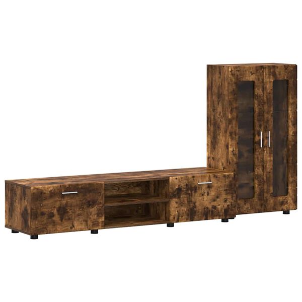 vidaXL Комплект ТВ шкаф с чекмедже FLORIN Димян дъб Инженерно дърво