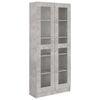 vidaXL Шкаф витрина, бетонно сив, 82,5x30,5x185,5 см, ПДЧ