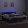 vidaXL Боксспринг легло с матрак и LED, тъмнокафяво, 160x200 см, плат