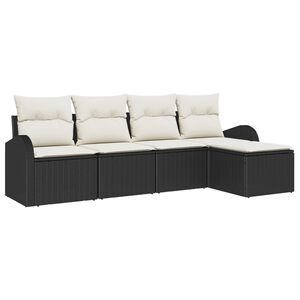 vidaXL Градински Софа Комплект 5 pcs Черно полиратан