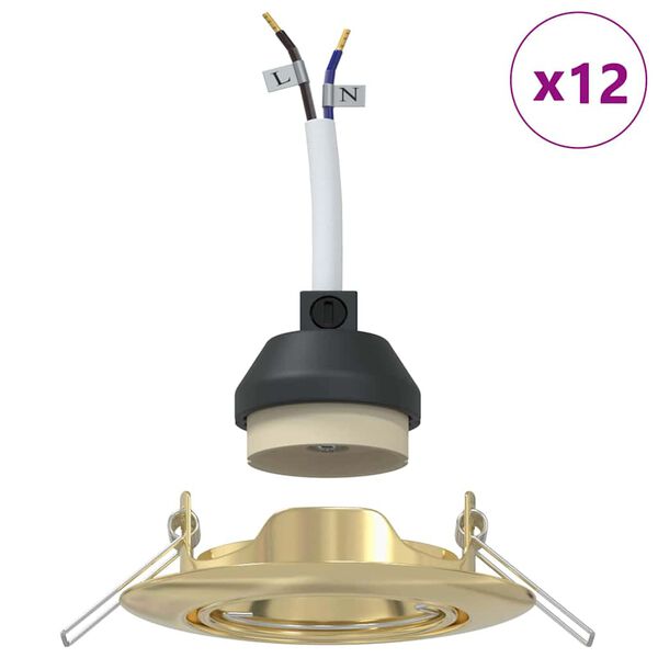 vidaXL Прожектор 12 pcs Златист 9 x 9 x 2.5 см Метал