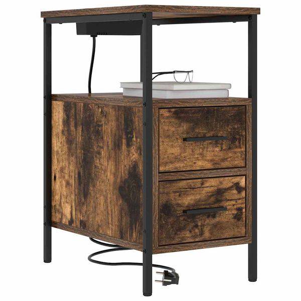 vidaXL Нощен шкаф с чекмедже Димян дъб 30 x 48 x 61 см Инженерно дърво