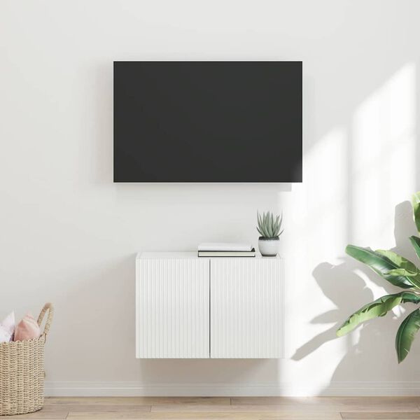 vidaXL TV стенен шкаф Лъскаво бяло 59,5 x 31 x 40 см Инженерно дърво