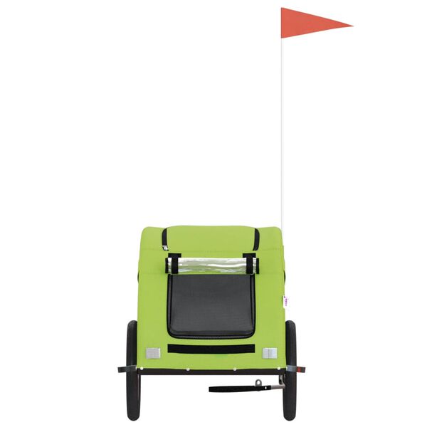 vidaXL Ремарке за колело за любимци зелен Оксфорд плат и желязо