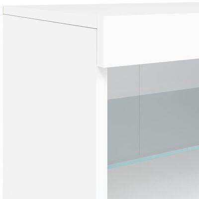 vidaXL Сайдборд с LED светлини, бял, 60x37x67 см