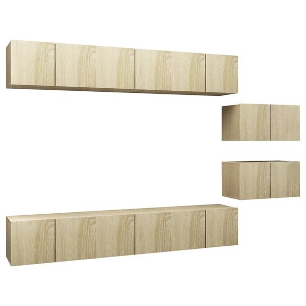 vidaXL Комплект ТВ шкафове от 8 части, дъб сонома, инженерно дърво