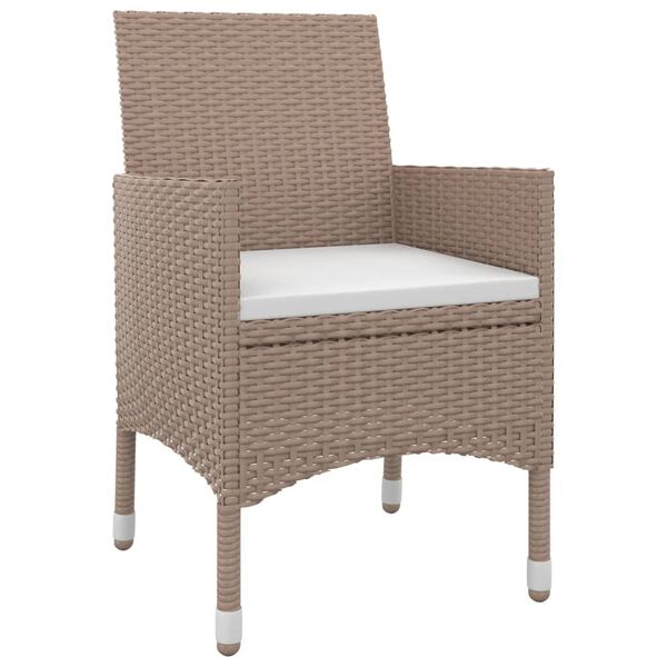 vidaXL Градински комплект с възглавници 3 части полиратан и стъкло