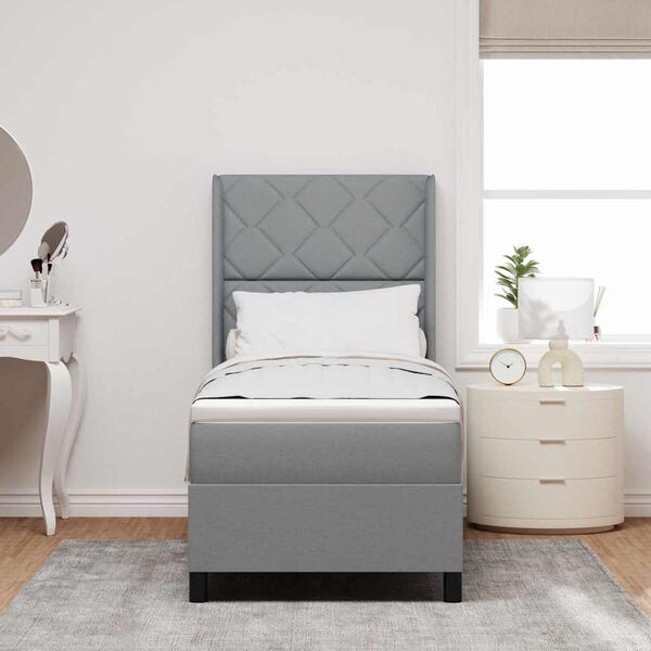 vidaXL LED кутия за пружини с легло Светлосиво 80 x 200 cm текстил