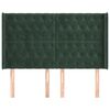 vidaXL Горна табла за легло с уши,тъмнозелена, 147x16x118/128см,кадифе