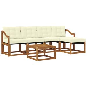 vidaXL Комплект дивани за открито 6 pcs Натурален и Крема