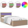 vidaXL Легло с повдигащ механизъм и LED капучино еко кожа 100x200 cм