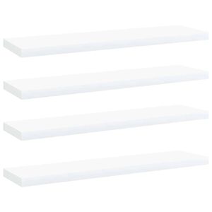 vidaXL Рафтове за етажерка, 4 бр, бели, 40x10x1,5 см, инженерно дърво