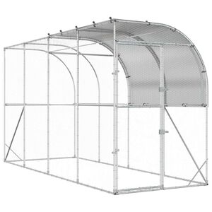 vidaXL Кокошарник срещу стена Сребристо 400 x 100 x 215 см
