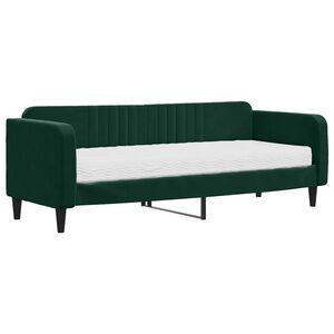 vidaXL Канапе с матрак, тъмнозелено, 80x200 см, кадифе