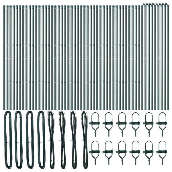 vidaXL Стълб за ограда. Друг 52 pcs Зелен 3,2 x 3,2 x 190 см Стомана