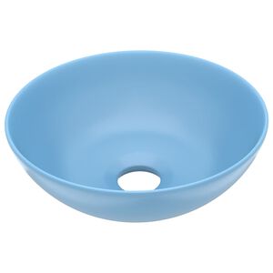 vidaXL Керамична мивка за баня, светлосиня, кръгла