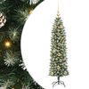 vidaXL Изкуствено Тънко Коледно Дърво Зелен и бял 150 cm