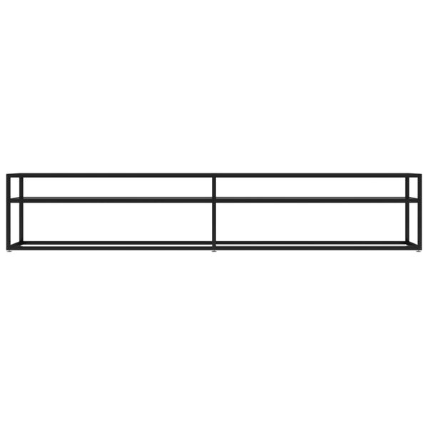 vidaXL ТВ шкаф, черен, 220x40x40,5 см, закалено стъкло