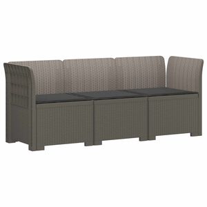 vidaXL Пейка за градина с Cushions във вид на ратан ПП Светлосиво