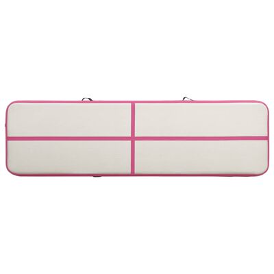 vidaXL Надуваем дюшек за гимнастика с помпа, 700x100x15 см, PVC, розов