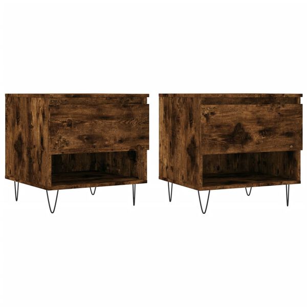 vidaXL Кафе маси, 2 бр, опушен дъб, 50x46x50 см, инженерно дърво