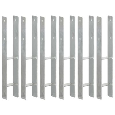 vidaXL Подпори за ограда 6 бр сребристи 9x6x60 см поцинкована стомана