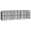 vidaXL Дворна клетка за кучета с покрив, стомана, 14,75 м²