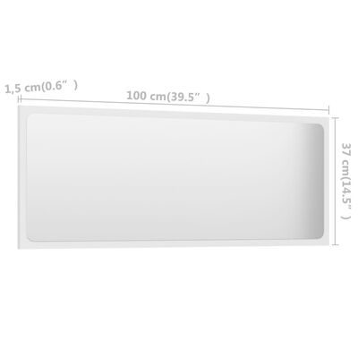 vidaXL Огледало за баня, бяло, 100x1,5x37 см, ПДЧ