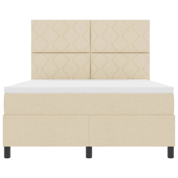 vidaXL Легло с пружинирана основа с матрак Крем 160 x 200 cm текстил