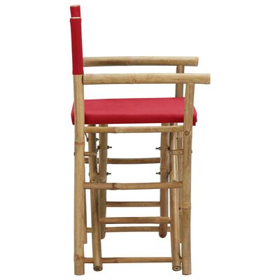 vidaXL Сгъваеми режисьорски столове, 2 бр, червени, бамбук и текстил