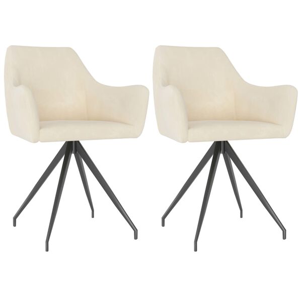 vidaXL Трапезни столове, 2 бр, кремави, кадифе