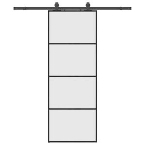 vidaXL Плъзгаща се врата с обков черна 76x205 см ESG стъкло