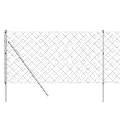 vidaXL Плетена оградна мрежа, сребриста, 0,8x10 м