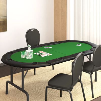 vidaXL Сгъваем плот за покер за 10 играча, зелен, 208x106x3 см