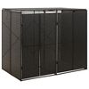 vidaXL Двоен навес за кошове за боклук черен 140x80x117 см полиратан