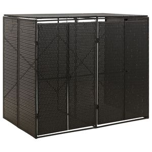 vidaXL Двоен навес за кошове за боклук черен 140x80x117 см полиратан