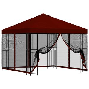 vidaXL Градинска беседка със стени 3 x 3 m Бургундско червен