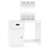 vidaXL Тоалетка с LED, бял гланц, 90x50x132,5 см, инженерно дърво