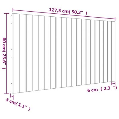 vidaXL Стенна табла за спалня, бяла, 127,5x3x60 см, борово дърво масив
