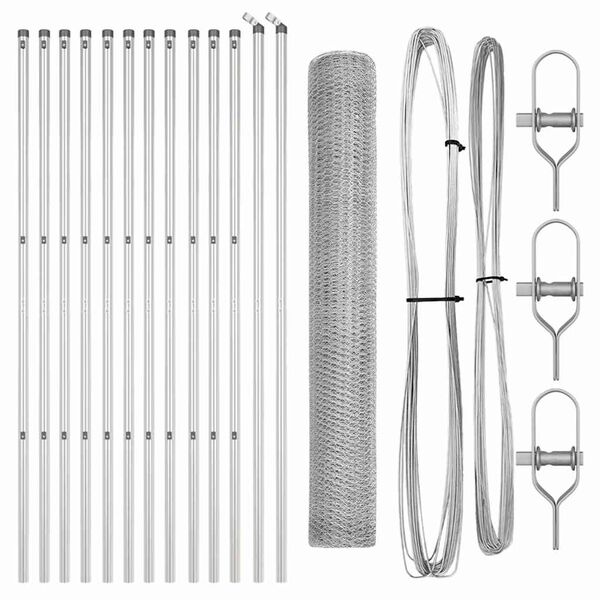 vidaXL Стълб за ограда. Сребрист 25 x 1 м (25 мм мрежа) Стомана