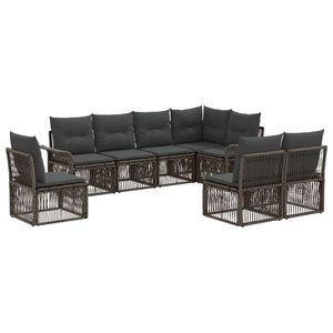 vidaXL Градински Софа Комплект 8 pcs Сиво полиратан