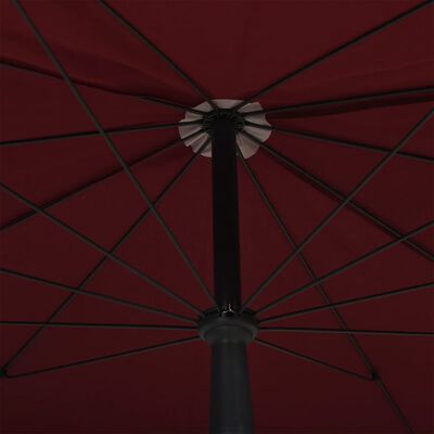 vidaXL Градински чадър с прът, 200x130 см, бордо червен