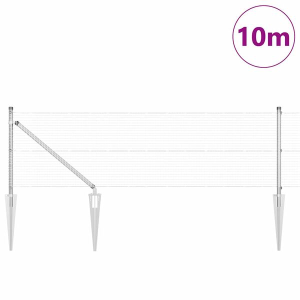 vidaXL Стълб за ограда. Сребрист 10 x 0,4 м (19 x 19 мм мрежа) Стомана