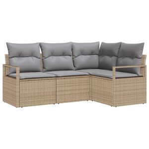 vidaXL Комплект дивани 4 pcs Бежово полиратан