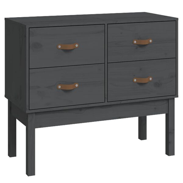 vidaXL Конзолна маса, сива, 90x40x78 см, борово дърво масив