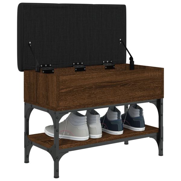 vidaXL Пейка за обувки, кафяв дъб, 62x32x45 см, инженерно дърво
