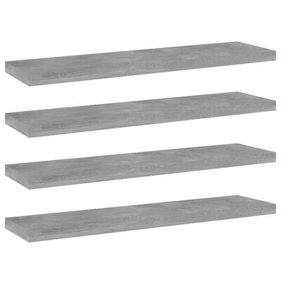 vidaXL Рафтове за етажерка, 4 бр, бетонно сиви, 40x10x1,5 см, ПДЧ