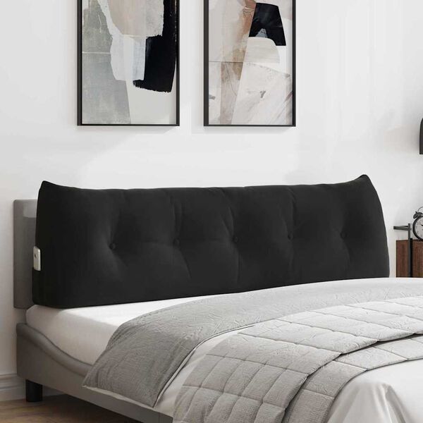 vidaXL Възглавница за гръб Черно 160 x 24 x 50 см Кадифе